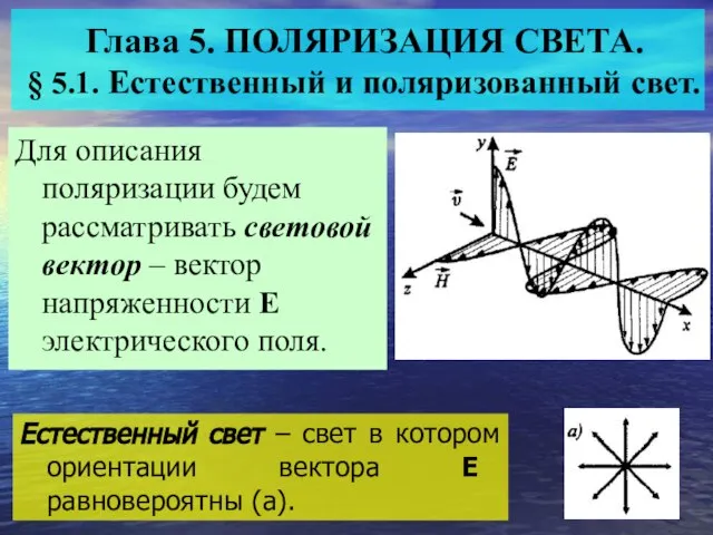 Презентация на тему Поляризация света. Естественный и полярный свет