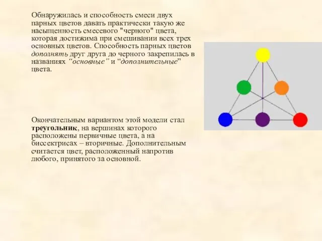 Обнаружилась и способность смеси двух парных цветов давать практически такую же насыщенность