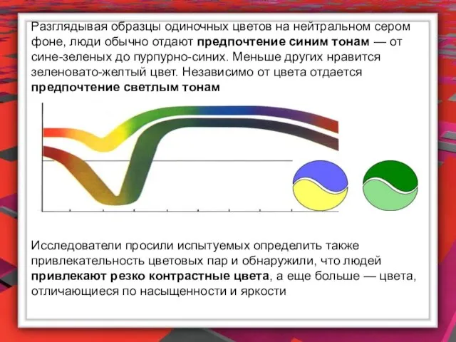 Разглядывая образцы одиночных цветов на нейтральном сером фоне, люди обычно отдают предпочтение