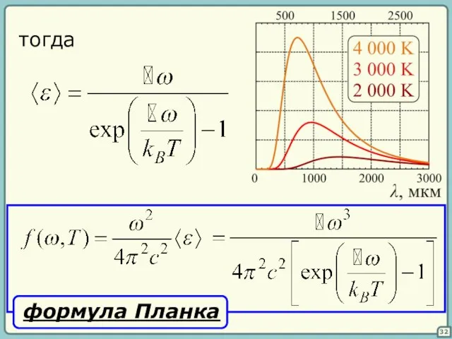 32 тогда формула Планка