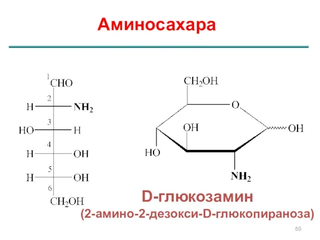 Аминосахара D-глюкозамин (2-амино-2-дезокси-D-глюкопираноза)