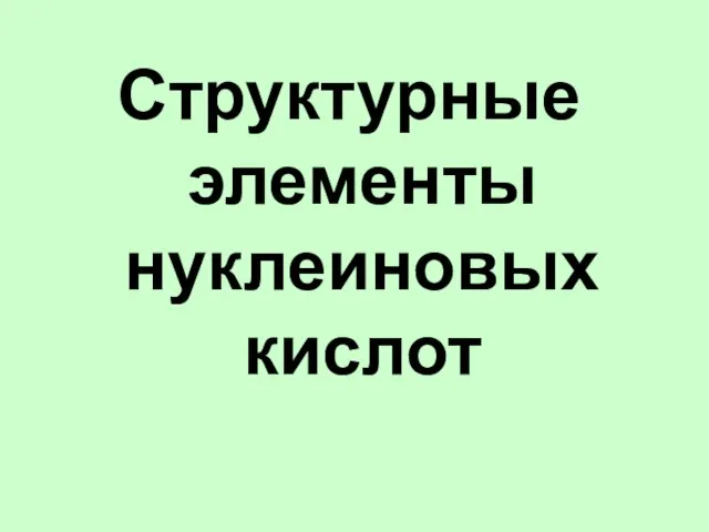 Структурные элементы нуклеиновых кислот