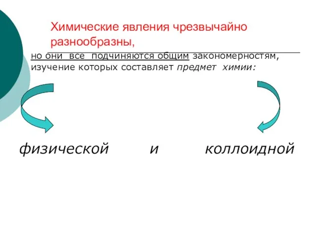 Химические явления чрезвычайно разнообразны, но они все подчиняются общим закономерностям, изучение которых