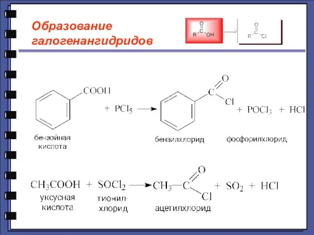 Образование галогенангидридов