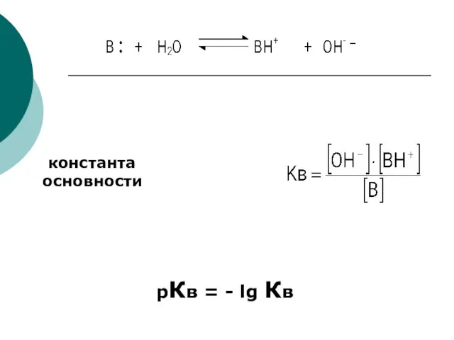 рКв = - lg Кв константа основности _