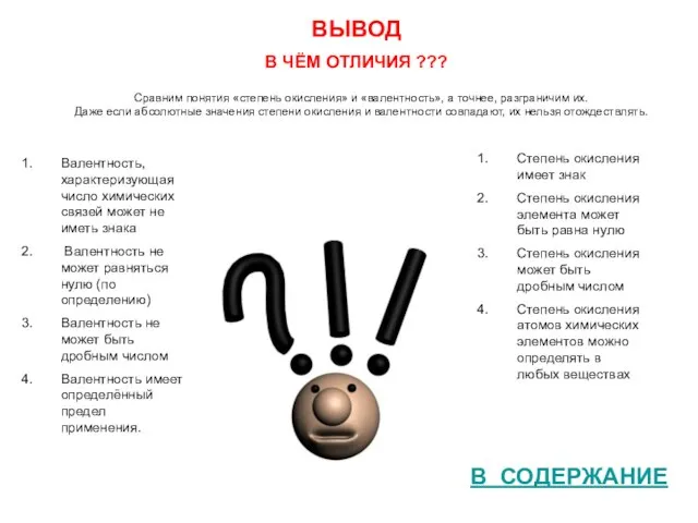 ВЫВОД В ЧЁМ ОТЛИЧИЯ ??? Валентность, характеризующая число химических связей может не