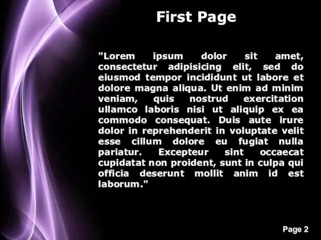 First Page "Lorem ipsum dolor sit amet, consectetur adipisicing elit, sed do