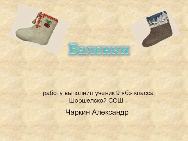 работу выполнил ученик 9 «б» класса Шоршелской СОШ Чаркин Александр