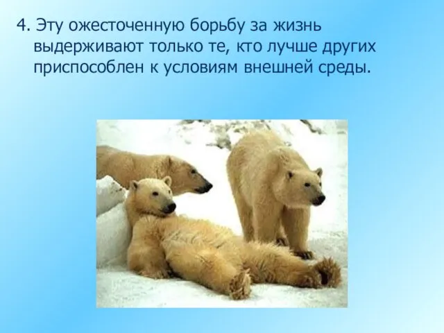 4. Эту ожесточенную борьбу за жизнь выдерживают только те, кто лучше других