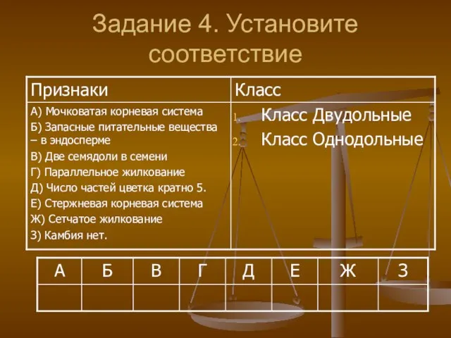 Задание 4. Установите соответствие