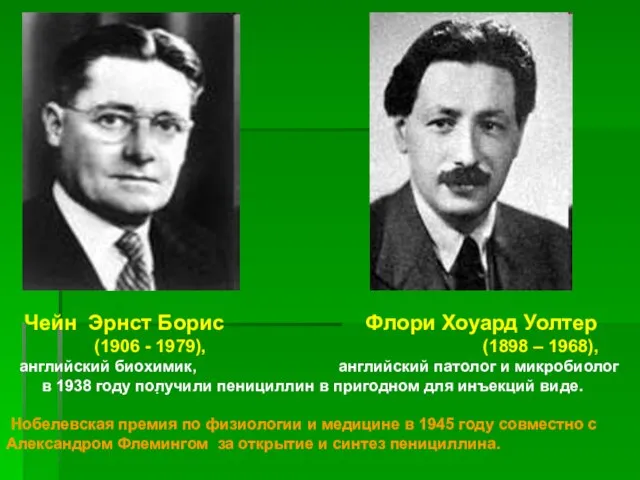 . Чейн Эрнст Борис Флори Хоуард Уолтер (1906 - 1979), (1898 –