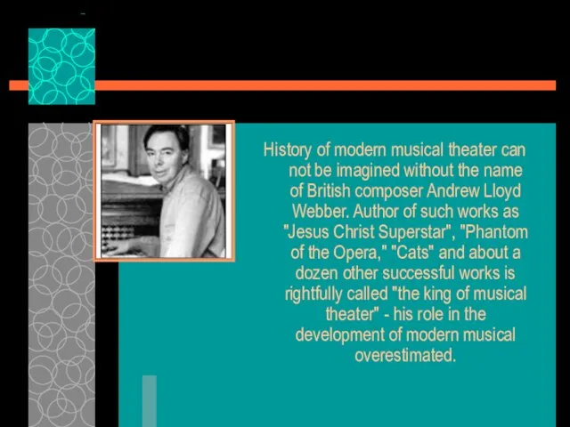 History of modern musical theater can not be imagined without the name