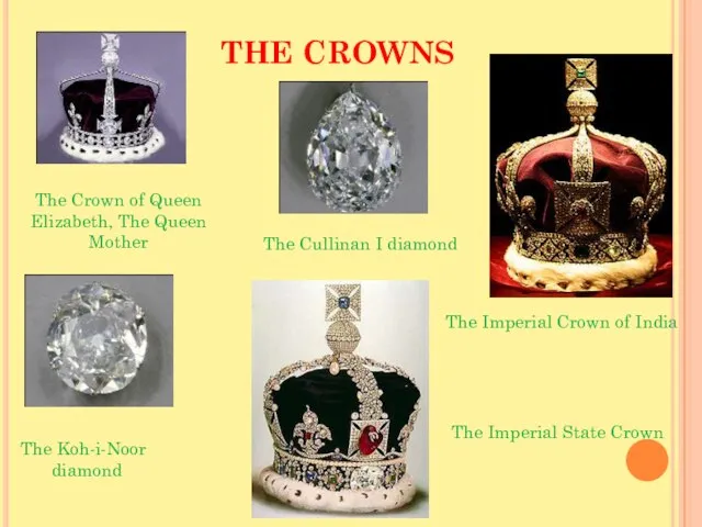 THE CROWNS The Imperial Crown of India The Crown of Queen Elizabeth,