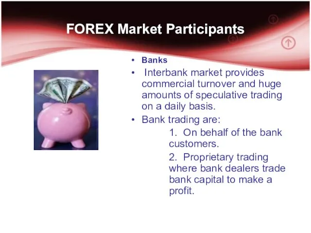 FOREX Market Participants Banks Interbank market provides commercial turnover and huge amounts