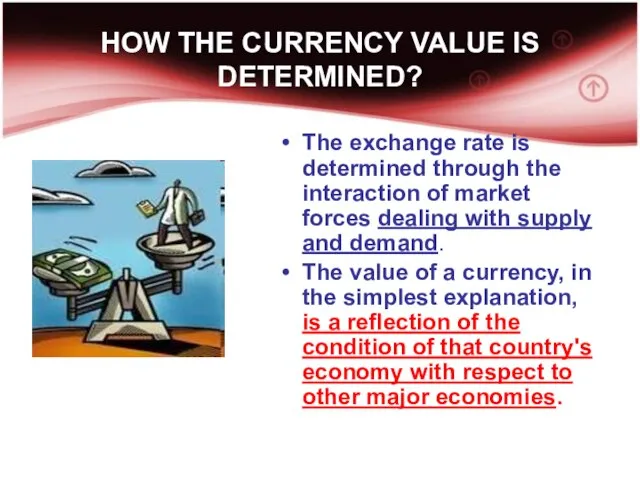 HOW THE CURRENCY VALUE IS DETERMINED? The exchange rate is determined through