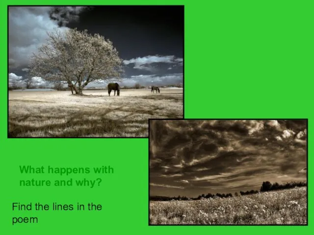 What happens with nature and why? Find the lines in the poem