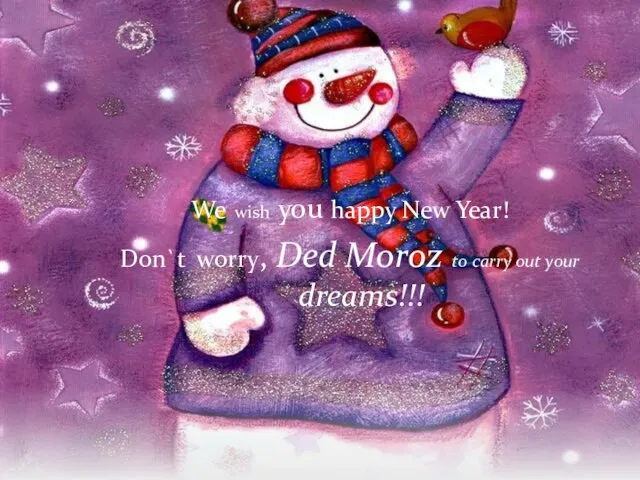 We wish you happy New Year! Don`t worry, Ded Moroz to carry out your dreams!!!