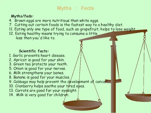 Myths ? Facts Myths/fads: 4. Brown eggs are more nutritious than white