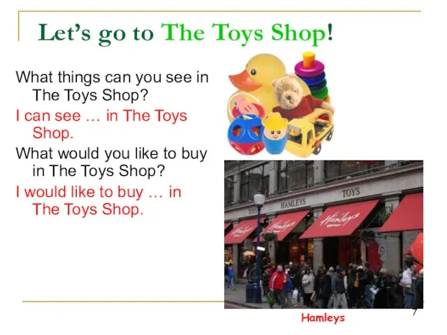 Let’s go to The Toys Shop! What things can you see in
