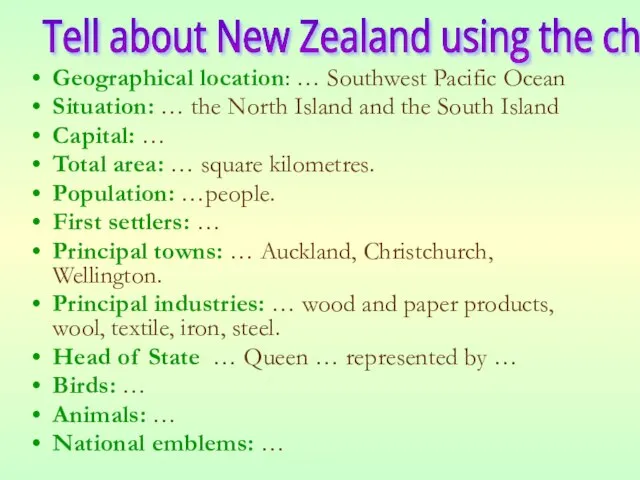 Geographical location: … Southwest Pacific Ocean Situation: … the North Island and