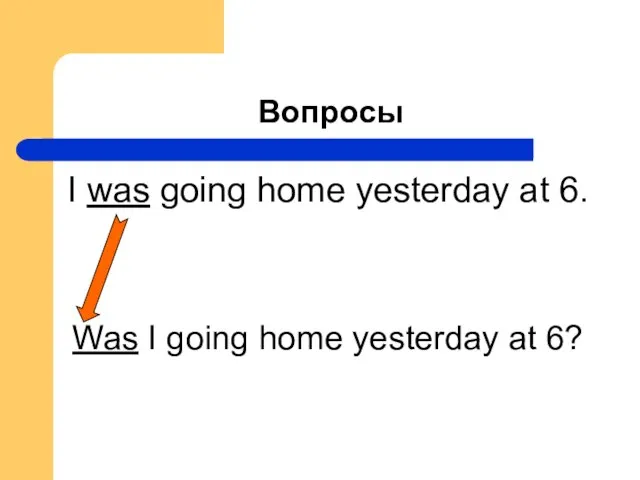 Вопросы I was going home yesterday at 6. Was I going home yesterday at 6?