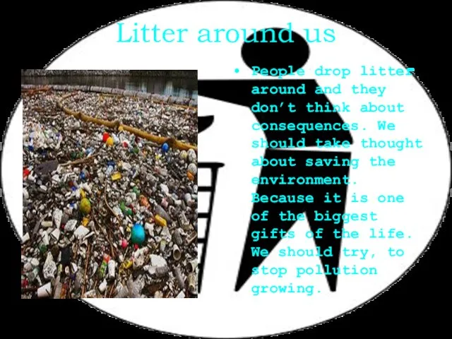 Litter around us People drop litter around and they don’t think about