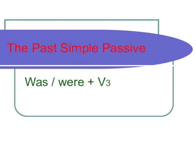 The Past Simple Passive Was / were + V3