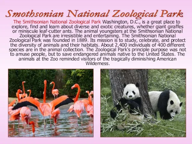 The Smithsonian National Zoological Park Washington, D.C., is a great place to