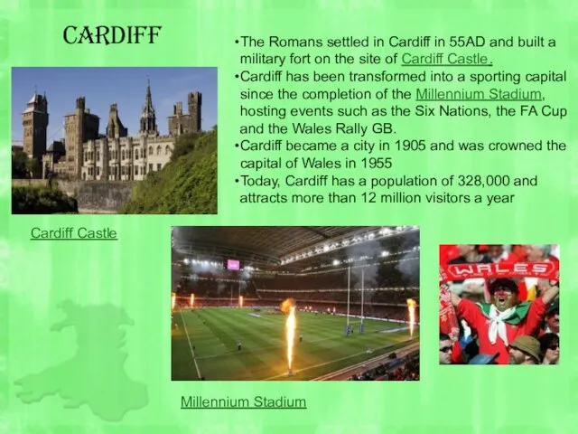 Cardiff Cardiff Castle Millennium Stadium The Romans settled in Cardiff in 55AD