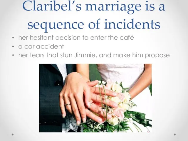 Claribel’s marriage is a sequence of incidents her hesitant decision to enter