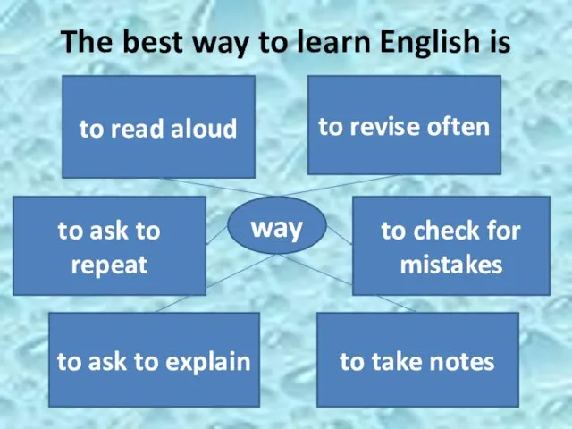 The best way to learn English is way to ask to explain