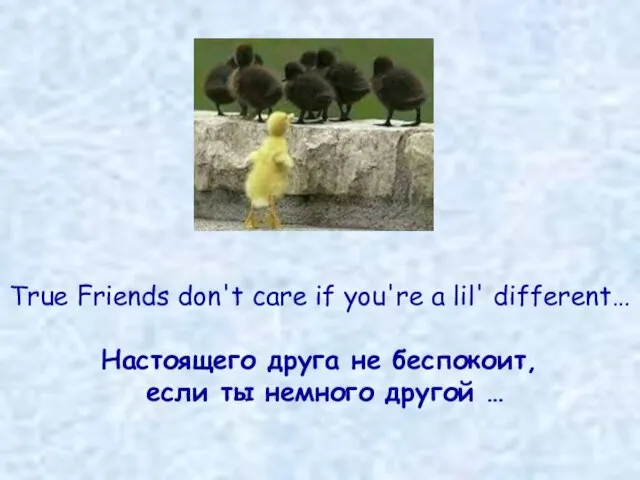 True Friends don't care if you're a lil' different… Настоящего друга не