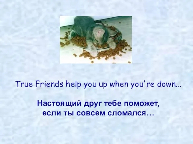 True Friends help you up when you're down... Настоящий друг тебе поможет, если ты совсем сломался…