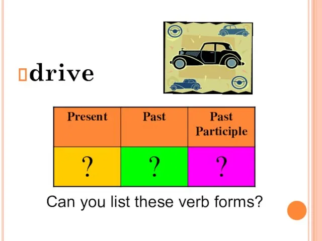 drive Can you list these verb forms?