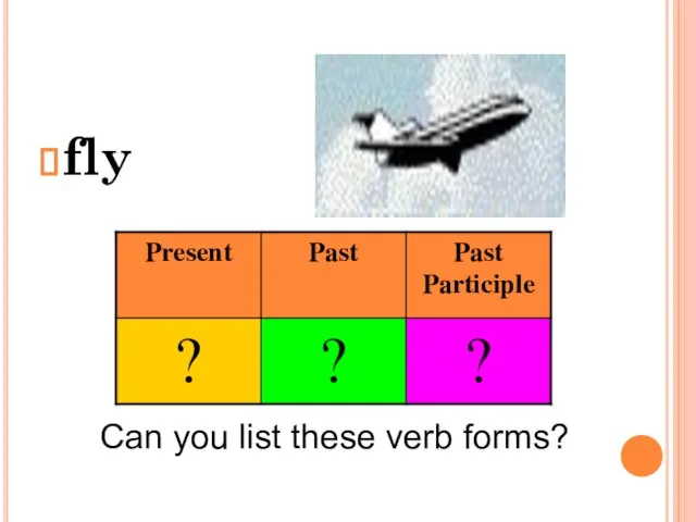 fly Can you list these verb forms?