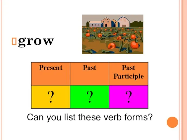 grow Can you list these verb forms?