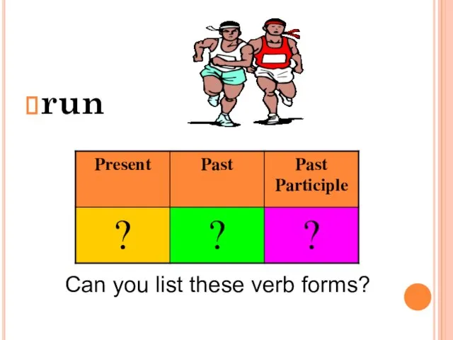 run Can you list these verb forms?