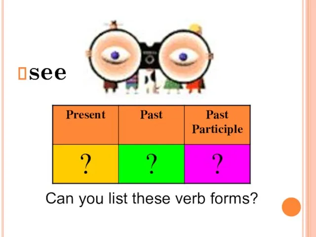 see Can you list these verb forms?