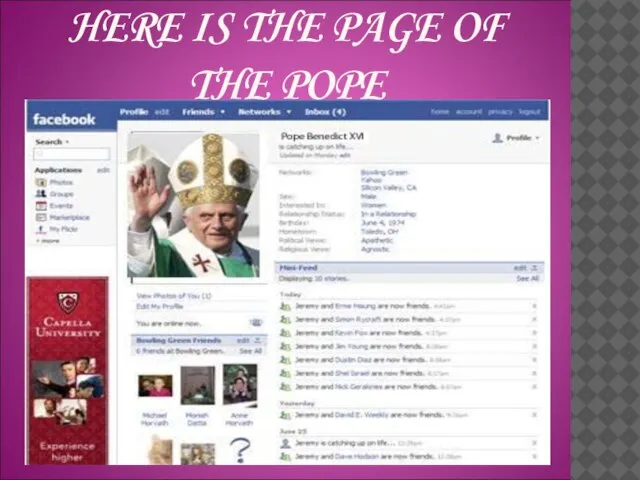 HERE IS THE PAGE OF THE POPE