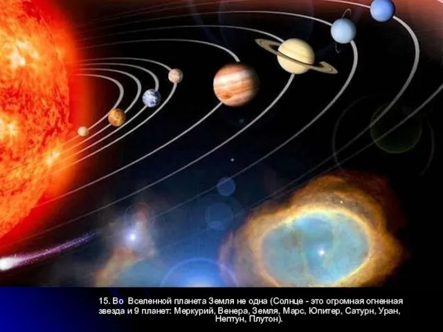 15. Во Вселенной планета Земля не одна (Солнце - это огромная огненная