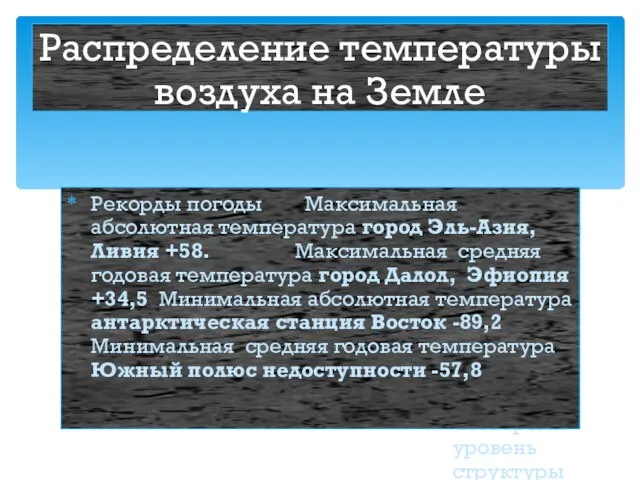 23.11.12 Распределение температуры воздуха на Земле Климат любой местности зависит от количества