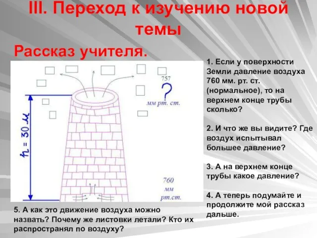 III. Переход к изучению новой темы Рассказ учителя. 1. Если у поверхности