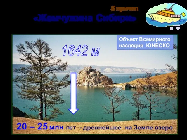 1642 м 5 причал «Жемчужина Сибири» Объект Всемирного наследия ЮНЕСКО 20 –