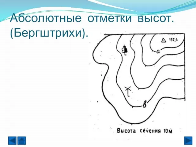 Абсолютные отметки высот. (Бергштрихи).