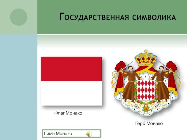 Государственная символика Флаг Монако Герб Монако Гимн Монако