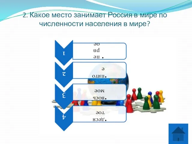 2. Какое место занимает Россия в мире по численности населения в мире?