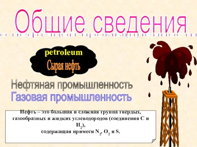 petr oleum Общие сведения о нефтяной промышленности Сырая нефть Нефтяная промышленность Газовая