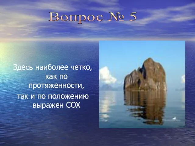 Здесь наиболее четко, как по протяженности, так и по положению выражен СОХ Вопрос № 5