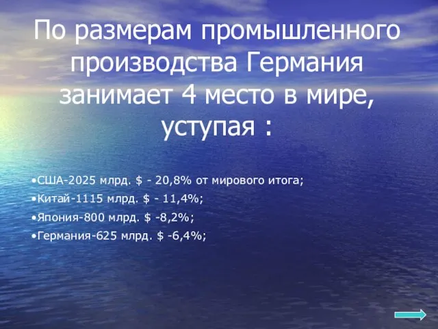 По размерам промышленного производства Германия занимает 4 место в мире, уступая :