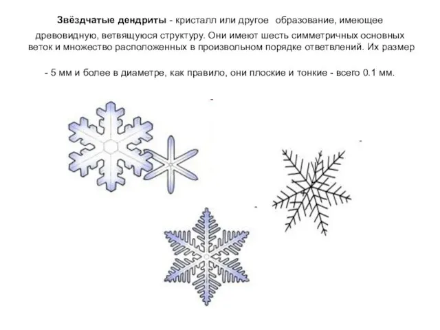 Звёздчатые дендриты - кристалл или другое образование, имеющее древовидную, ветвящуюся структуру. Они